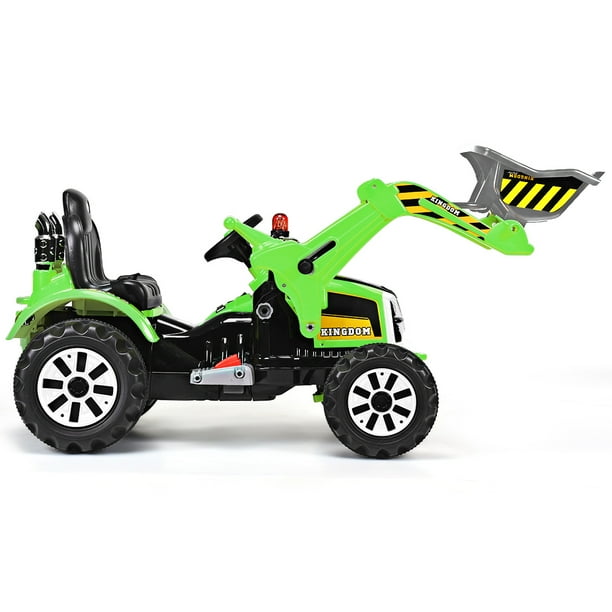 Costway Kids Ride On Excavator Truck 12V Battery Powered Front Loader Digger Green Walmart