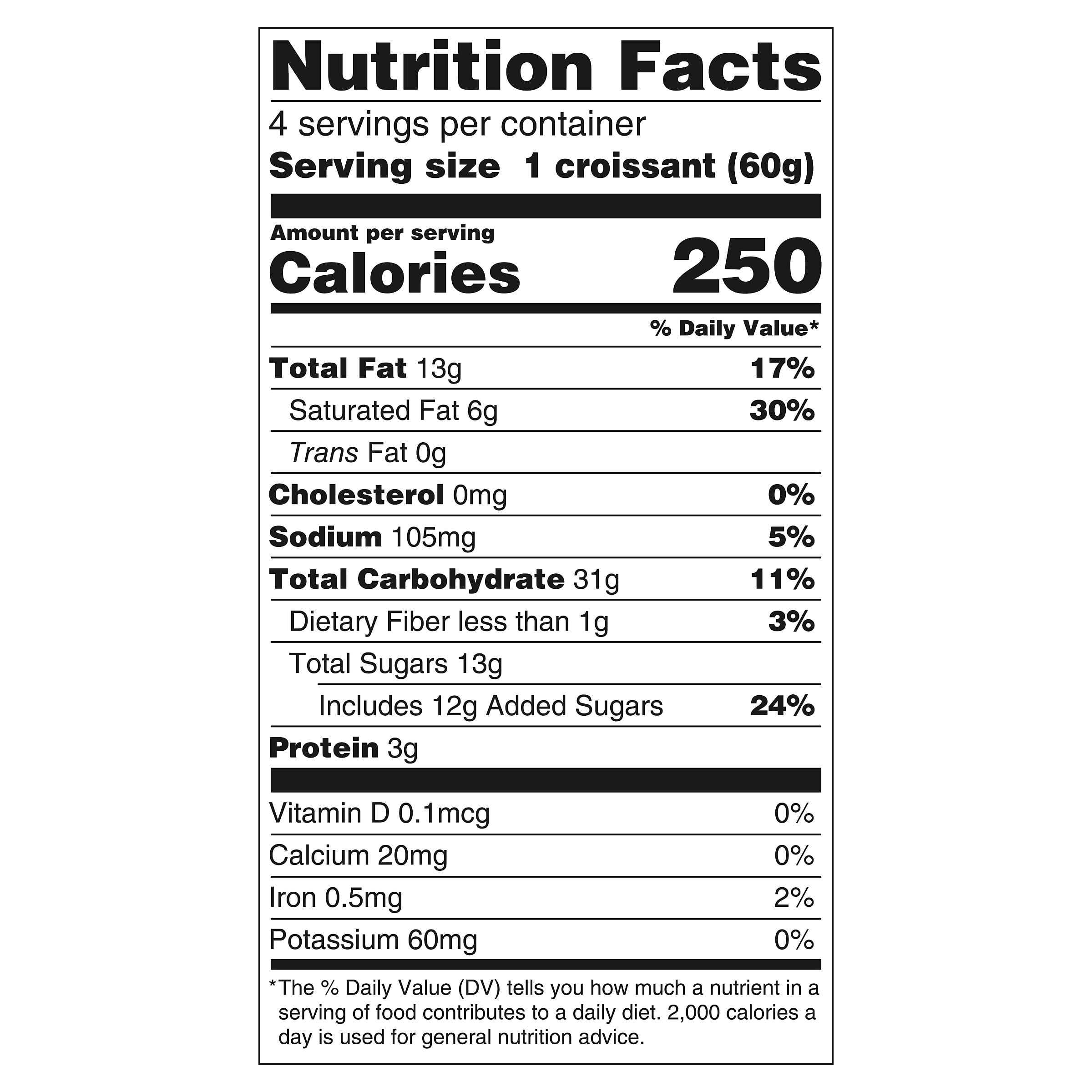 7Days Soft Croissant, Peach (4 Pack), On The Go Breakfast, Individually Wrapped (2.12oz, Pack of 4)