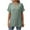 Green, variant on Npasoilc Summer Shirts for Women Back Pleated Hem Side Slit Rolled Short Sleeve V-neck Blouse Soft Breathable Pullover Tops Casual Loose Daily T-Shirts