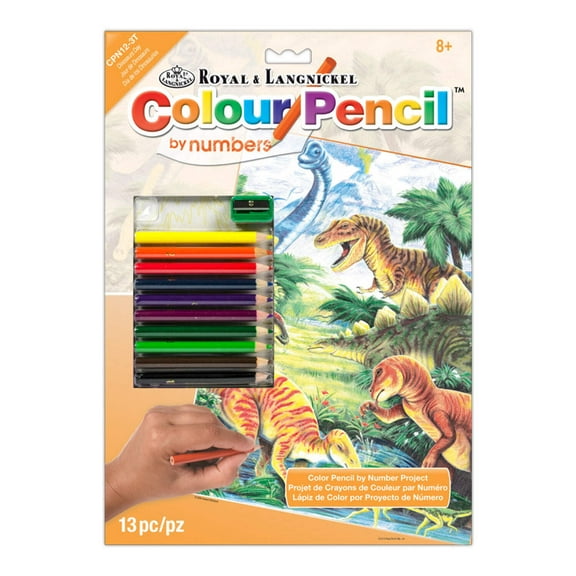 CPN12 | Colour Pencil by numbers™ 13pc 8.75" x 11.75" Dinosaurs Day Project