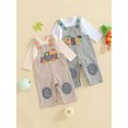thumbnail image 3 of BemeyourBBs Baby Boy's Fall Sets Long Sleeve Romper Pumpkin Striped Overalls, 3 of 9