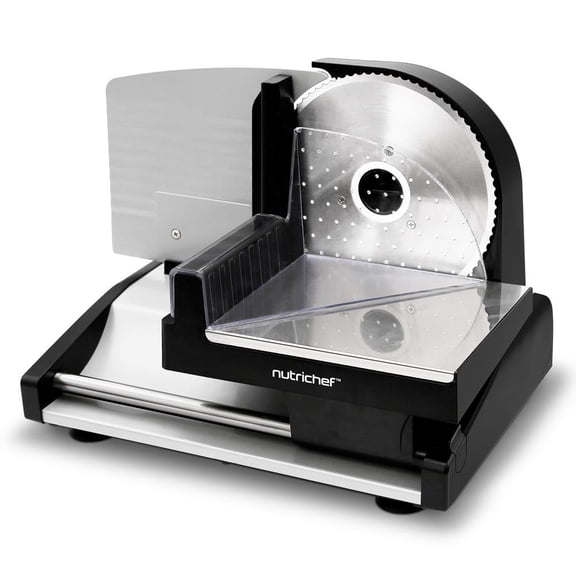 Electric Meat Slicing Machine - Automatic Food Preparation Equipment Meat Slicer for Kitchen Use (Black)