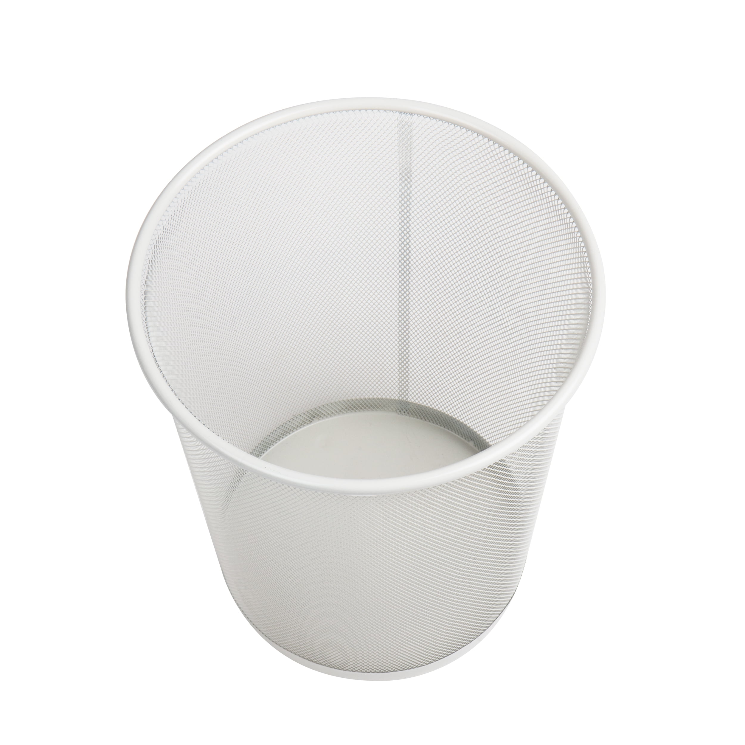 Mind Reader Mesh Trash Can, 16.65L (4.4 gal), Waste Paper Basket, Round, Office, Metal, White