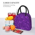 thumbnail image 5 of Yiaed Purple Glitter Print Lunch Bag Adult Insulated Lunch Box, Leakproof Cooler Food Lunch Containers Reusable High Capacity Lunch Tote Bags-One Size, 5 of 6