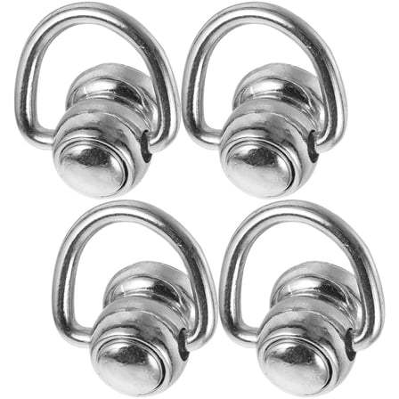 LEORX 4Pcs Silver Metal D Rings with Rivet Screw for Bag Making Craft Accessories