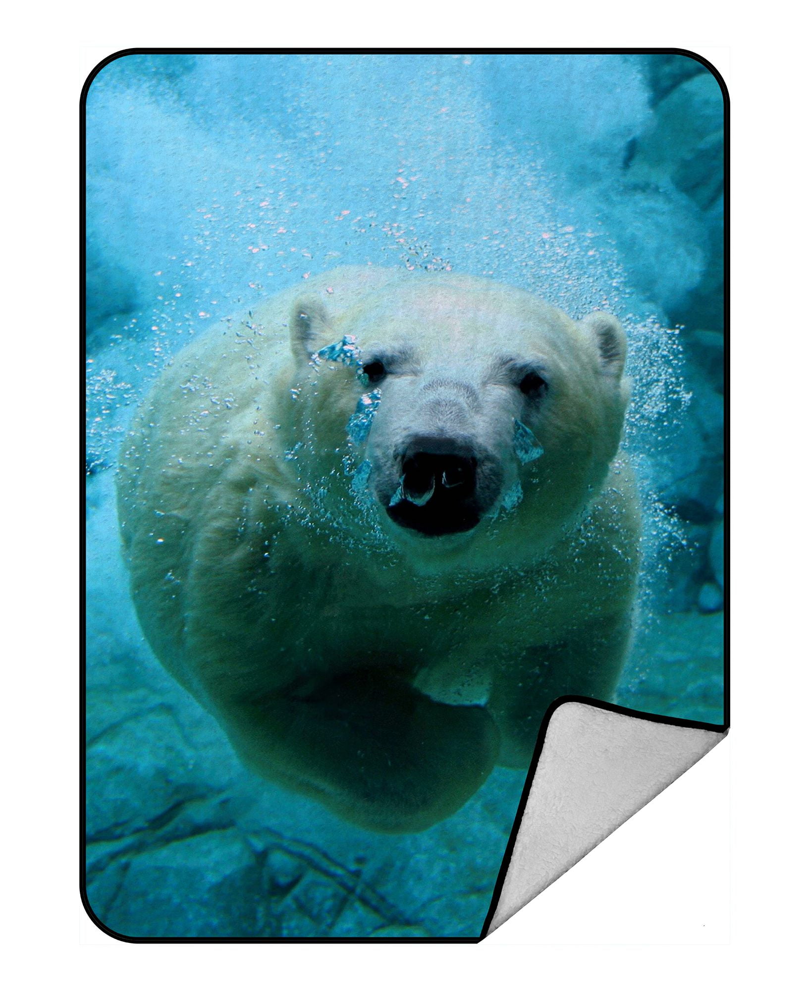 ZKGK Polar Bears Blanket Crystal Velvet Front and Lambswool Sherpa