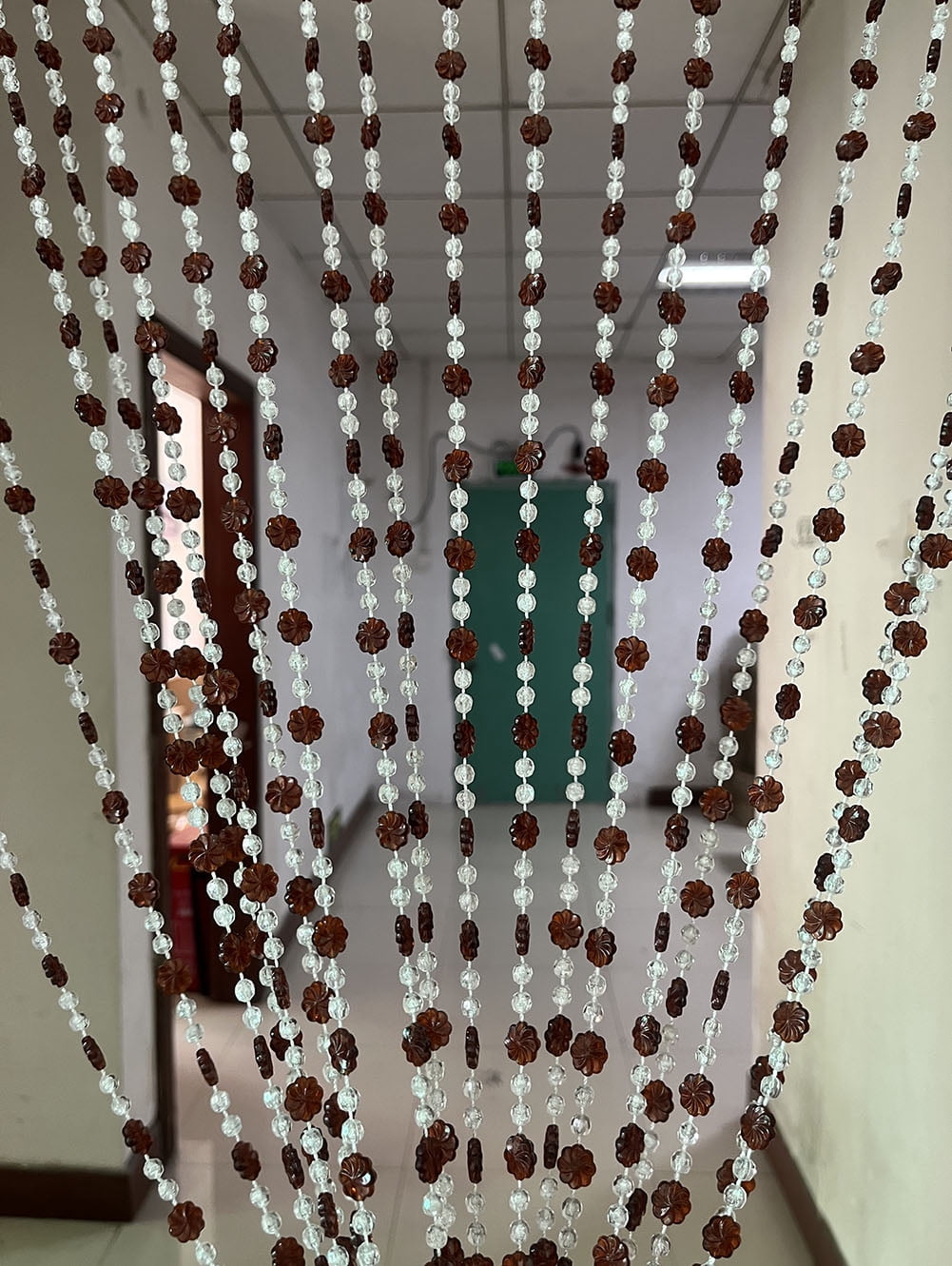 ZiDeTang 100% Acrylic Plum Blossom Beaded Door Curtain for Doorway String Tassel Closet Sliding Room Divider Home Décor Privacy Drapes ( Brown, 39.3" x 76.7")