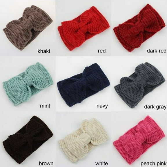 WHAMVOX Red Knitted Bow Headwrap Headband for Women Stylish Ear Warmer in Woolen Yarn