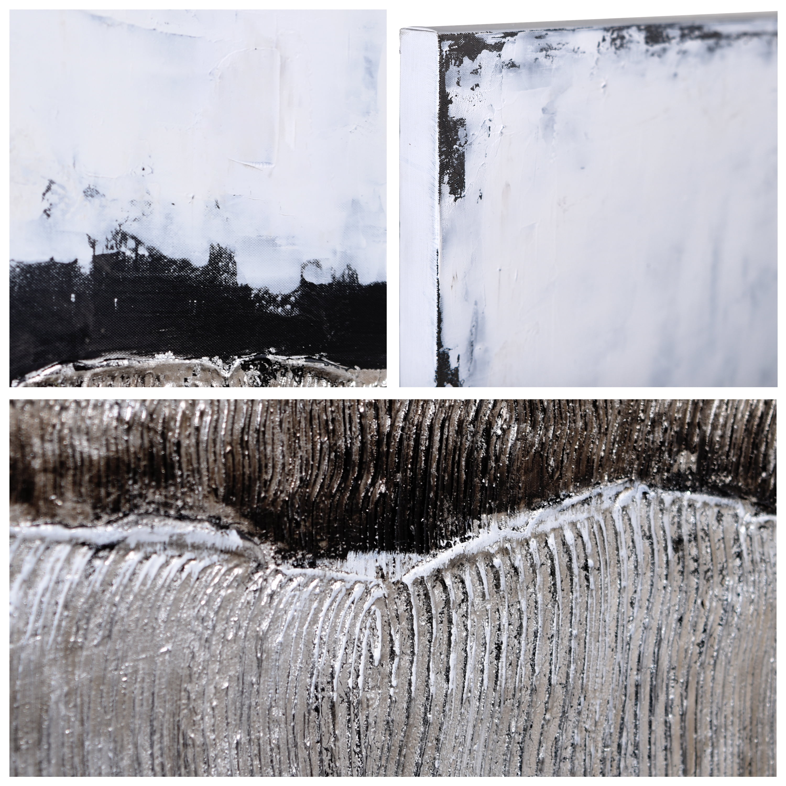 Empire Art Direct White Atmosphere Textured Metallic Hand Painted Wall Art, 48" x 48" x 2", Ready to Hang