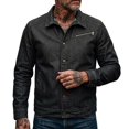 thumbnail image 2 of Miqool Denim Jacket for Men Button Down Long Sleeve Trucker Jean Jacket Casual Workwear Coat with Pockets, 2 of 7
