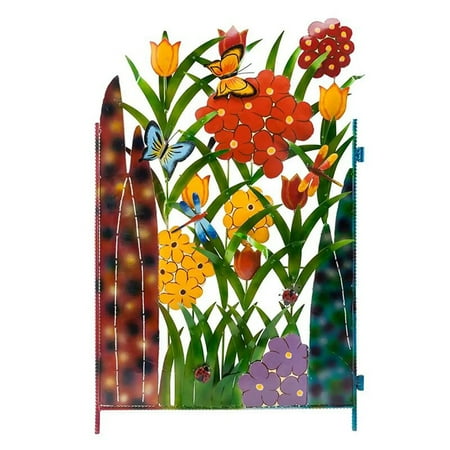 Colorful Metal 3-Panel Butterfly And Flower Garden Screen Small Metal Flowers for Crafts