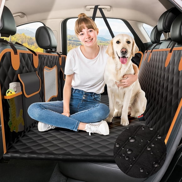 Chioratree Back Seat Extender for Dogs - Hard Bottom,Waterproof Dog Car Seat Cover for Back Seat Holds 450 lbs - Detachable, Scratch-Proof and Anti-S