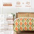 thumbnail image 6 of 3 Piece Orange Green Geometric Duvet Cover Set Queen Size, Microfiber Comforter/Quilt Cover with Corner Ties and 2 Pillowcases, Abstract Moire Contemporary All Season Soft Bedding with Zipper Closure, 6 of 8
