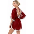 thumbnail image 2 of HAPPY BAY Women's Loose Summer Bathing Suit Cover Ups L-XL Maroon, Solid, 2 of 5