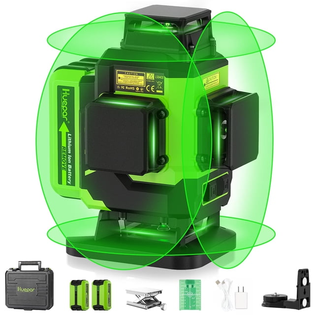 Nivel láser Huepar LS04CG, 16 líneas, haz verde, autonivelante