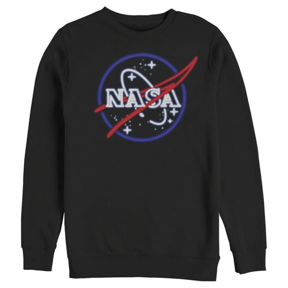 Men's NASA Neon Sign Classic Logo  Sweatshirt Black Small