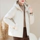 thumbnail image 4 of Ailaofu Women's Winter Solid Color Hooded Long Sleeve Warm Zipper Mid-length Cotton Jacket, 4 of 5