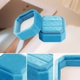 thumbnail image 2 of Velvet Ring Box for Proposal Engagement Wedding Ceremony Storage 2 Slots Peacock Blue, 2 of 7