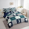 thumbnail image 3 of Feelyou Est Sleep Golf Bedding Comforter Set 7pcs for Kids, Ball Sports Lover King Bedding Sets, Navy Grey Patchwork Reversible Bed Sheets, Luxury Bedroom Decor, 3 of 8