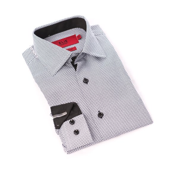 Elie Balleh Black Dashes Print Men Button Down Shirt