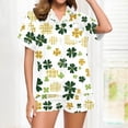 thumbnail image 2 of YWDJ Pajamas for Women Shorts and Short Sleeve St Patricks Day Green Lightweight Clover Button Down Shirts 2 Piece Shorts Loungewear 2XL, 2 of 6