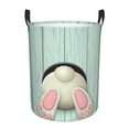thumbnail image 1 of Balery White Bunny Bottom And Easter Eggs Cesta de ropa redonda con asas, impermeable, independiente, para ropa, juguetes, dormitorio y familia-Small, 1 of 6