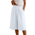 thumbnail image 4 of Staki Womens Shorts Casual Cotton Linen Shorts Elastic Drawstring Summer Beach Vacation Shorts Pockets(White,XL), 4 of 7