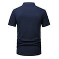 thumbnail image 6 of fartey Men's Cotton Linen Henley Shirt Loose Fit Short Sleeve T-Shirts Top Casual Summer Stand Collar Breathable Tshirts Lightweight Soft Button Up Solid Tops with Pocket, 6 of 6