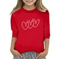 thumbnail image 1 of IULZEBTY Hauts de la Saint-Valentin pour Filles Imprimé Cœur Mode Col Rond Manches 3/4 Décontracté Taille 7 Y-8 Y, 1 of 4