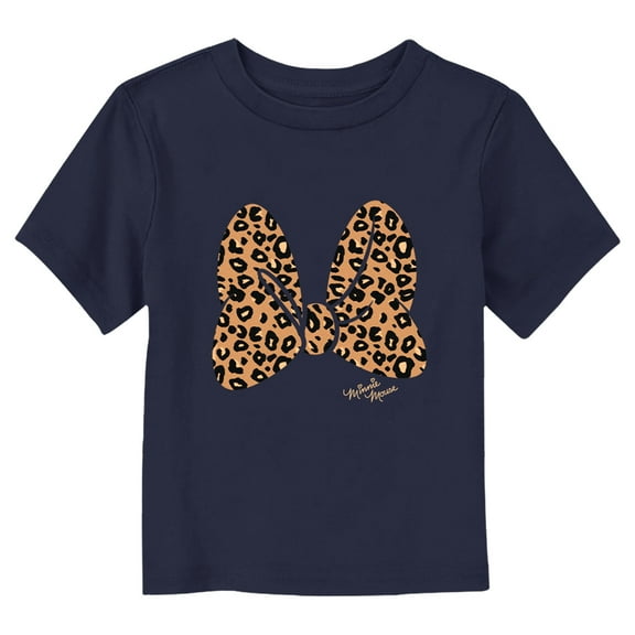 Toddler's Mickey & Friends Minnie Cheetah Bow Graphic Tee Navy Blue 2T
