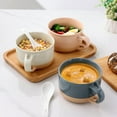 thumbnail image 4 of AmorArc Ceramic Soup Mugs with Handles and Lids,24 OZ Soup Cups Set of 2 with Terracotta Underside,Mug Bowls with Spoon for Soup/Cereal/Salad/Noodles/Ramen/Microware &Dishwasher Safe-White &Peach, 4 of 9