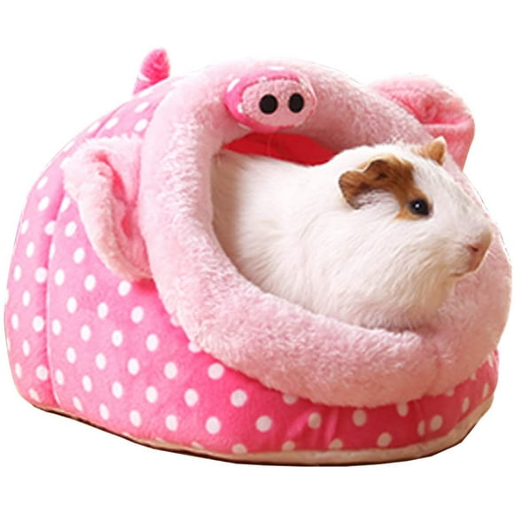 nipocaio Hedgehog Guinea Pig Cage Bed Small Pets Home Accessories, Guinea Pig Toys House Nest Hamster Habitat Supplies Ferret Rat (Pink Pig)