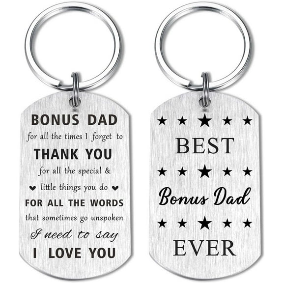 Bonus Dad Fathe's Day Gifts for Men- I Love My Stepdad Step Father Birthday Christmas Keychain