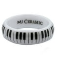 thumbnail image 2 of White Ceramic Piano Keyboard 6mm Wedding Band Domed High Polished Ring Size 6.5, 2 of 5