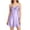Purple, variant on Shrysg Women's Satin Silk Sleepwear Sexy Lingerie Nightgown Sleeveless V Neck A-Line Chemise with Floral Lace Trim Black