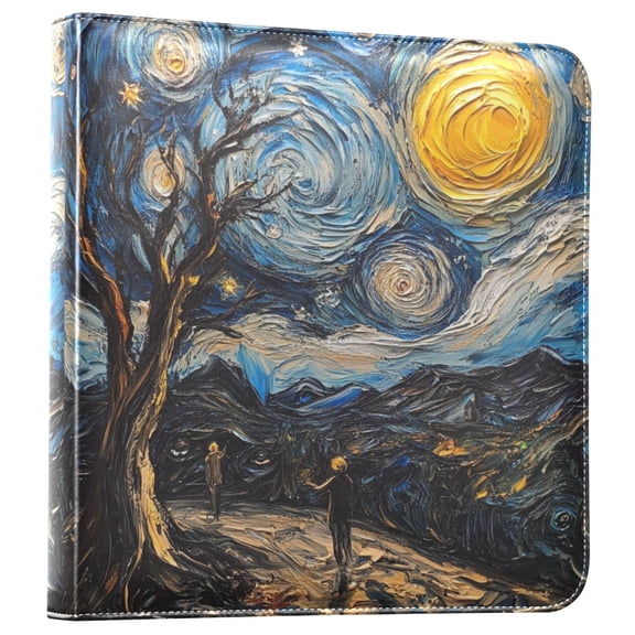 FORMRS 3 Ring Photo Album 4"x6" Self Adhesive Large Capacity PU Leather Cover, Swirling Starry Sky
