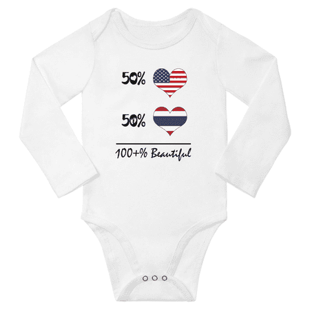 

50% Thai + 50% American = 100+% Beautiful Baby Long Sleeve Romper (White 18 Months)