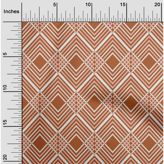 oneOone Organic Cotton Poplin Twill Fabric Diamond Geometric Print Fabric BTY 42 Inches Wide