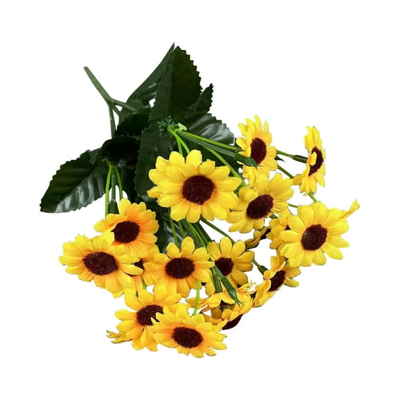 XJGHHSY Artificial Sunflower Bouquet, 1 Bunches Silk Sunflowers Fake Yellow Flowers for Home Decoration Wedding Decor,22 Heads-Yellow