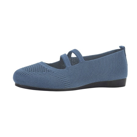 

eczipvz Women s Flats Ballet Flats for Women Round Toe Comfort Light Weight Slip-On Dress Shoes (Dark Blue 7.5)