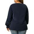 thumbnail image 4 of Agnes Orinda Women's Plus Size Winter Solid Long Sleeve V Neck Twist Casual Top 1X Dark Blue, 4 of 9