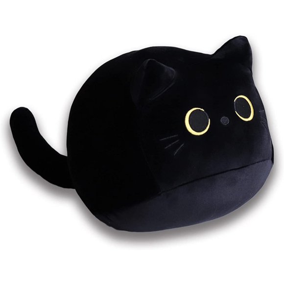 Black cat-shaped pillow doll Creative Cat Shape Pillow, Dolls Plush Toy Black Cat Black Cat Plush Toy Creative Cat Shaped Lumbar Back Support Pillow Decoration Doll Gift Child Gift for Girlfriend Gift