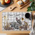 thumbnail image 2 of Rabbits Pine Cone Placemats Set of 6, Sweet Home Texture Grey Plaid Farmhouse Placemats for Dining Table, Place Mats for Kitchen Tabletop, Waterproof Wipeable Dining Table Mats Set, 2 of 9