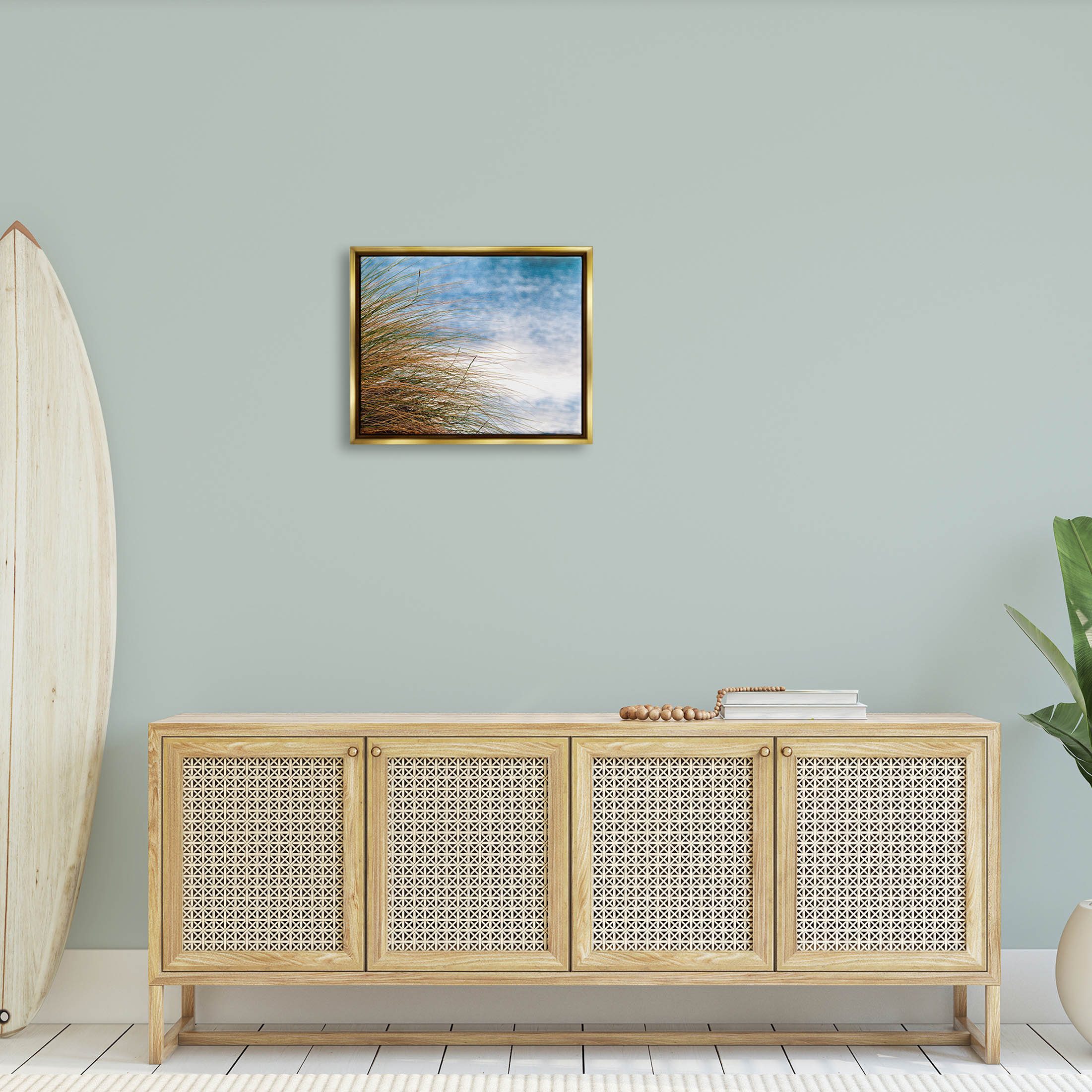Stupell Industries Summer Beach Reed Grass Photography Photograph Metallic Gold Floating Framed Canvas Print Wall Art, Design by Mary Lou Photography