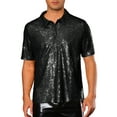 thumbnail image 1 of CAMISETAS POLO CON LENTEJUELAS INSPIRE CHIC PARA HOMBRE, MANGA CORTA, BRILLO Y GLITTER, PARA FIESTAS DE PROM, DISCO DE LOS 70, CAMISA POLO NEGRA, 1 of 4
