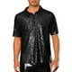 thumbnail image 1 of CAMISAS POLO CON LENTEJUELAS INSPIRADORAS CHIC PARA HOMBRES DE MANGA CORTA BRILLO GLITTER PROM FIESTA DISCO DE LOS 70 TALLA XL NEGRO, 1 of 4