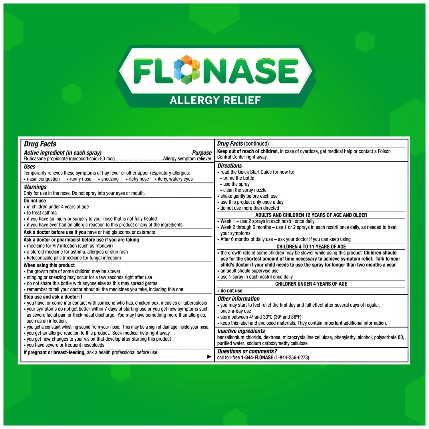 Flonase Allergy Relief Nasal Spray, 144 Sprays (Pack of 3)