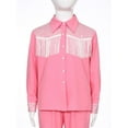 thumbnail image 5 of Aislor Girls Sequin Fringe Button Down Shirt Long Sleeve Sparkly Blouse Top Western Cowgirl Outfit Pink 8, 5 of 7
