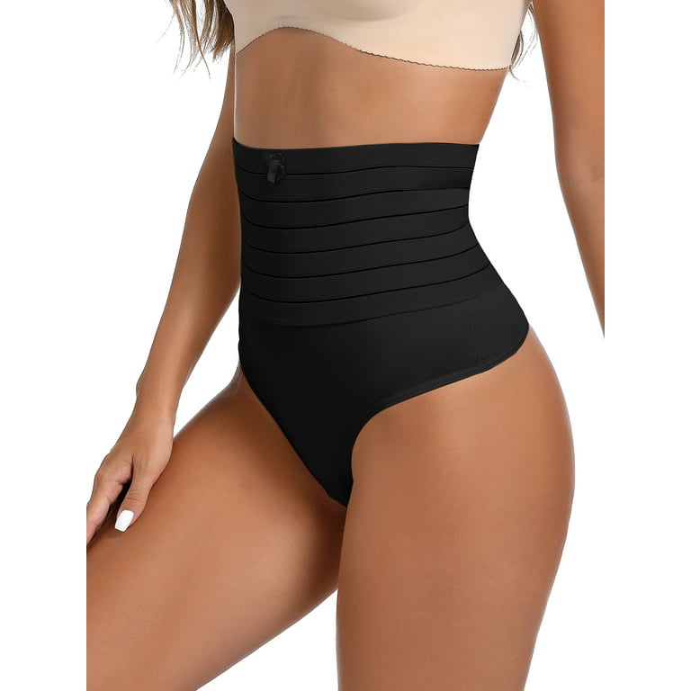 ANYFIT WEAR 2 Pack Shapewear Thong Panties for Women High Waist Tummy  Control Body Shaper Seamless Slimmer Underwear Beige XL