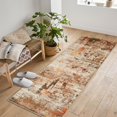 thumbnail image 4 of 6'x9' Washable Area Rug, Non Slip Abstract Rugs, Soft Faux Wool Living Room Rug, Low Pile Rugs for Living Room Bedroom Dining Room, Brown, 4 of 8